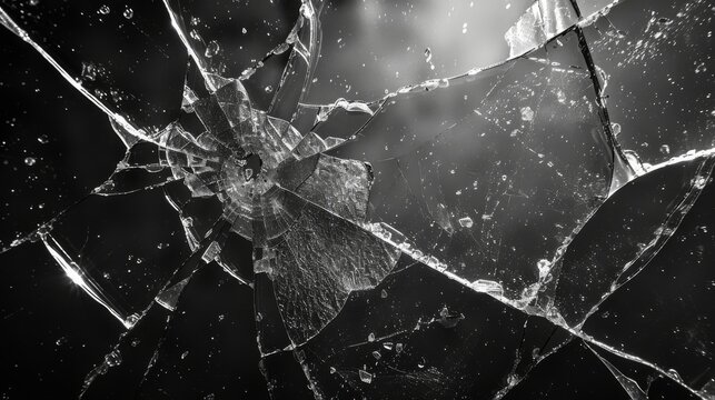 Texture of cracked glass. Abstract of shock-damaged smartphone screen.