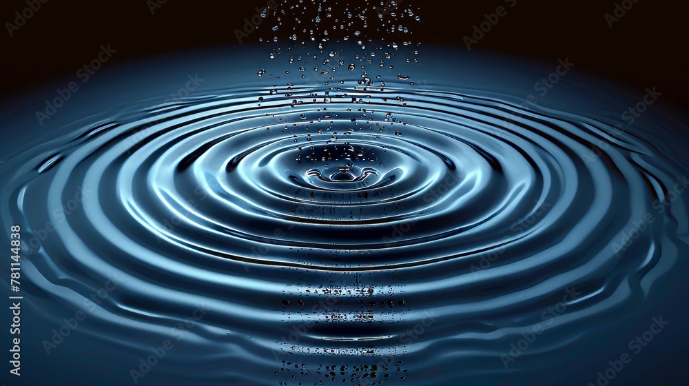 Poster waves in puddle, realistic caustic drops or sound waves splash. modern set round wave surfaces.