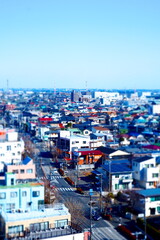 Fototapeta na wymiar 上空から俯瞰した住宅街の風景 