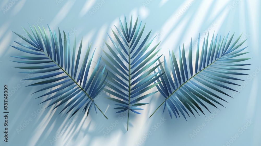 Poster The transparent shadow effect is a modern image with shadow overlays on transparent backgrounds. A modern of transparent shadows of a palm leaf and leaves.