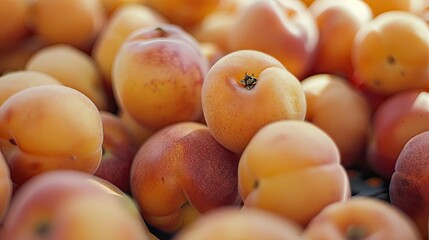 Close up of fresh apricots at market