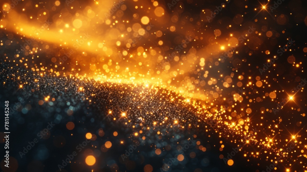 Poster There is a spark of light shining on the golden stars and dust sparks on a transparent background. Modern magic dust particles. Christmas lights effect.