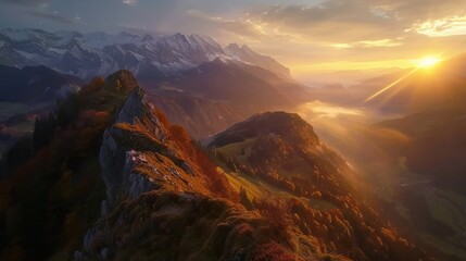 Autumn mountains Switzerland. Generative AI