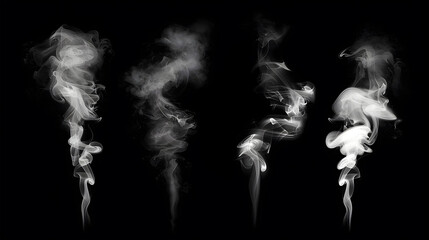 Abstract Smoke Waves Isolated on Black Background