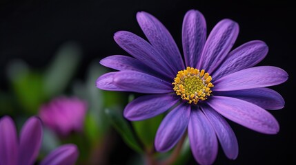 Obraz premium Close-Up of Purple Daisy with Yellow Center
