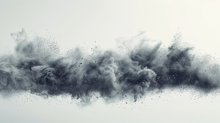 Isolated modern cloud with dirt, smoke, soil and sand particles. Realistic modern on white. - obrazy, fototapety, plakaty