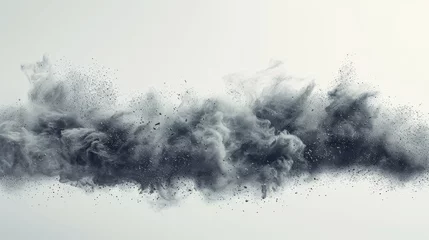 Poster Isolated modern cloud with dirt, smoke, soil and sand particles. Realistic modern on white. © Zaleman