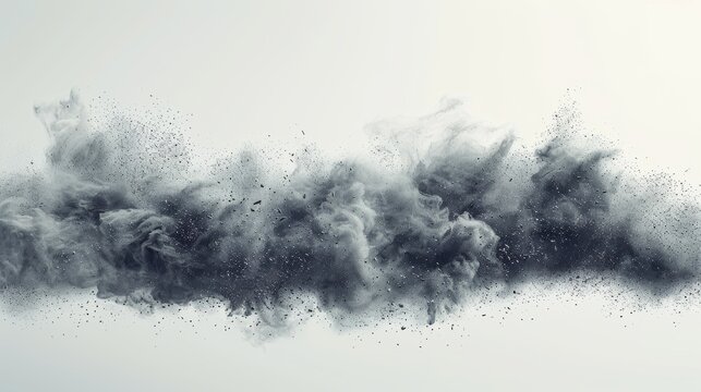 Isolated modern cloud with dirt, smoke, soil and sand particles. Realistic modern on white.