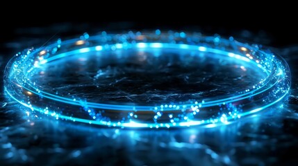 A realistic teleportation portal with light aura and glowing holograms. Yellow energy circles on transparent background. Innovation technology. Modern teleports set.