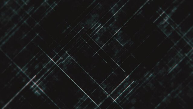Simple abstract background animation with gently moving distressed diagonal white lines and grunge noise texture. This dark minimalist textured motion background is full HD and looping.