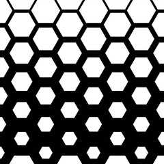 Halftone honeycomb pattern vector illustration. Geometric seamless pattern on isolated background. Hexagon decrease sign concept.