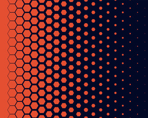 Halftone honeycomb pattern vector illustration. Geometric seamless pattern on isolated background. Hexagon decrease sign concept.