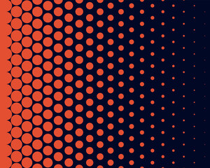 Halftone round pattern vector illustration. Geometric seamless pattern on isolated background. Circle decrease sign concept.
