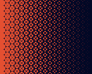 Halftone triangle pattern vector illustration. Geometric seamless pattern on isolated background. Round decrease sign concept.