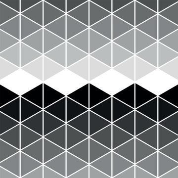 Halftone triangular pattern vector illustration. Geometric seamless pattern on isolated background. Triangle gradient sign concept.