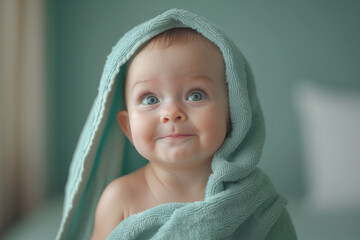 cute baby in bath towel
