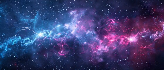 Cosmic nebula dust and starry space with vibrant colors - obrazy, fototapety, plakaty