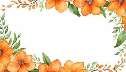 Infuse warmth into your design with our watercolor orange floral frame mockup. Radiant petals encircle the open space, ready for your content