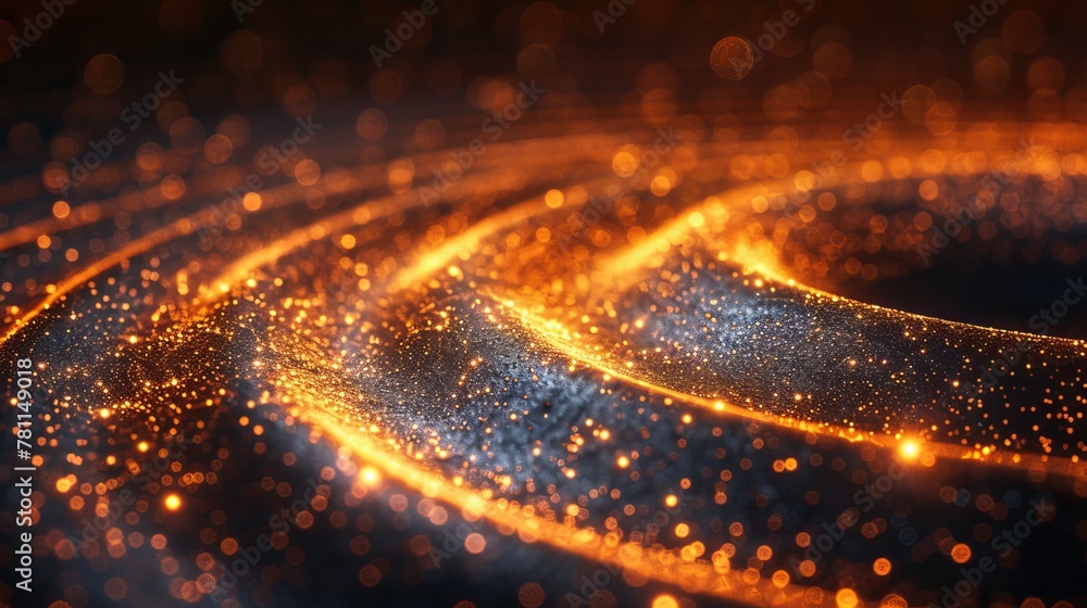 Poster the effect of golden light circle lines on a black background is abstract