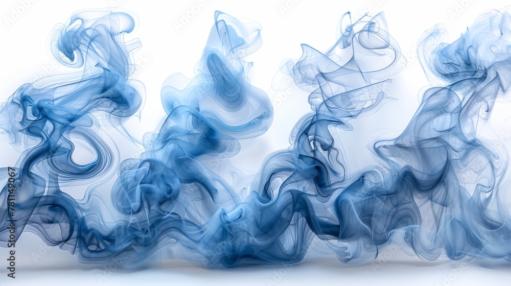 Poster The blue air flow wave effect set can be used to visualize airflow or water flow. It's isolated on a transparent background.