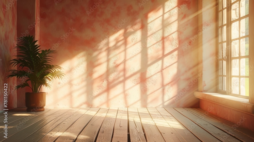 Poster a realistic modern mockup of a transparent shadow overlay effect and natural lighting in the interio