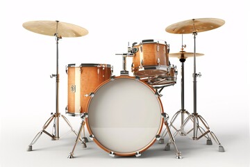 a drum set with a white background - obrazy, fototapety, plakaty