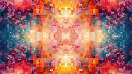 Obraz premium Symmetrical kaleidoscope of colorful geometric shapes in abstraction