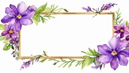 Obraz premium Immerse yourself in beauty with our watercolor purple floral frame mockup