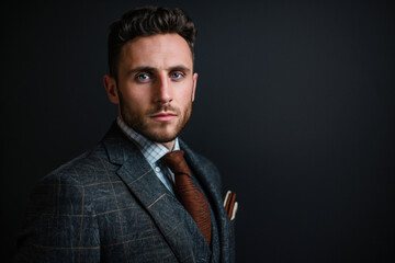 Fototapeta premium Portrait Photo of a Handsome Businessman, Generative AI