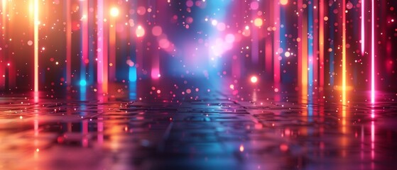 Abstract glowing lines with bokeh effect in motion