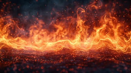 Stunning fire spark overlay on smoke and flame background. Grill heat glow in cloud isolated transparent modern. Creating a realistic flying orange sparkle abstract. Hell bonfire fiery with hot