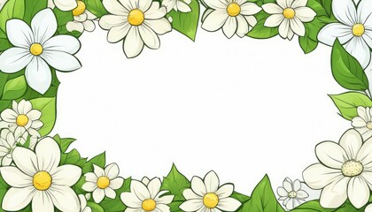 Enter the world of elegance with our hand-drawn white floral frame illustration