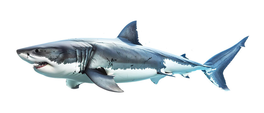 Great white shark on transparent background. Generative ai design art.
