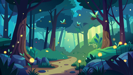 1--fireflies-flying-2--forest-scene-background
