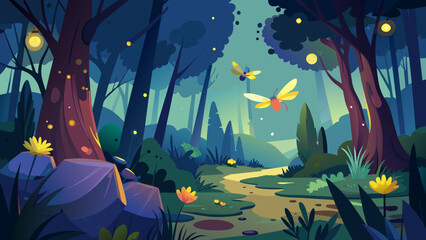 1--fireflies-flying-2--forest-scene-background
