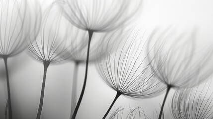 Soft focus, black and white abstract dandelion flower background