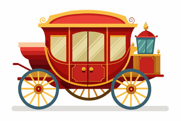beautiful-carriage--side-view-without-perspective-vector illustration