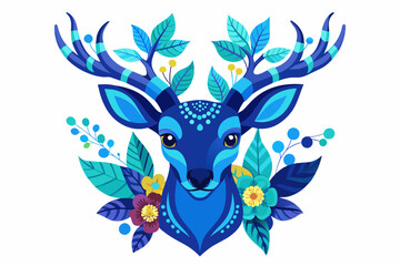 Naklejka premium bluewing-kawaii-vector-deer-head-with-superimposed