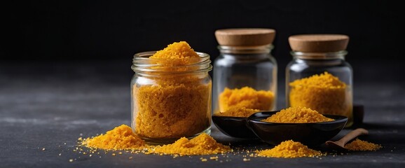 Asafoetida (Hing) on a black background.