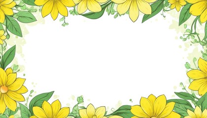Obraz premium Radiate warmth with our hand-drawn yellow floral frame illustration. A canvas awaits your text or photo, adding a sunny touch to your design