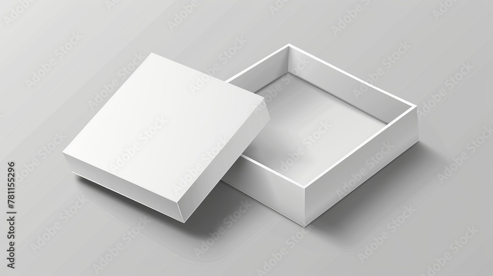 Poster this is a great modern illustration of a cool white package cardboard box that has been opened. perf