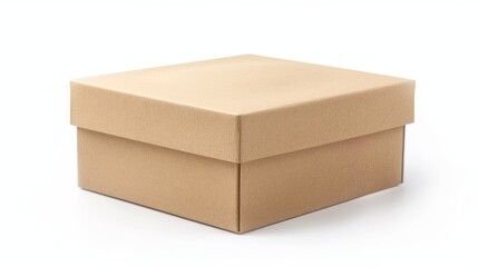 Isolated white background of a closed cardboard box