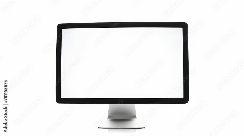 Fototapete An isolated image of a blank white screen on a computer display. Front view. Isolated on a white background