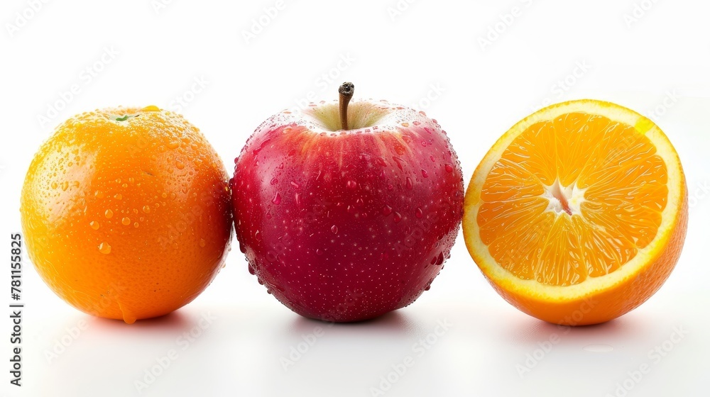 Sticker Fruits of apples and oranges isolated