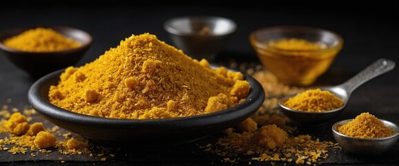 Asafoetida (Hing) on a black background.