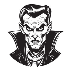 Vampire face cartoon sketch hand drawn Halloween Vector illustration