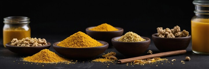 Asafoetida (Hing) on a black background.