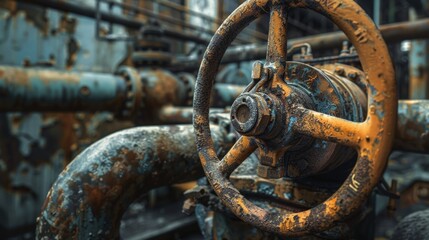 Rusty pipe and steering wheel