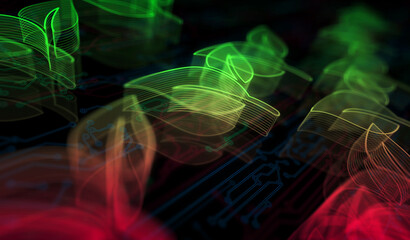 Ecology and eco friendly technology symbol digital concept 3d illustration