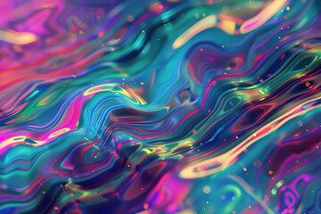 close up horizontal image of flowing fluorescent fluid abstract background